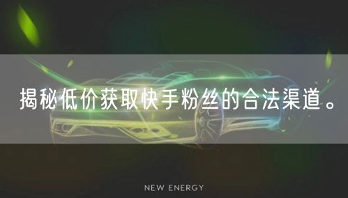 揭秘低价获取快手粉丝的合法渠道。