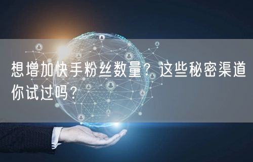 想增加快手粉丝数量？这些秘密渠道你试过吗？