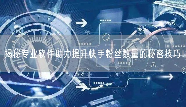揭秘专业软件助力提升快手粉丝数量的秘密技巧！