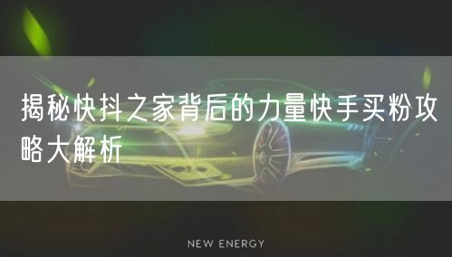 揭秘快抖之家背后的力量快手买粉攻略大解析