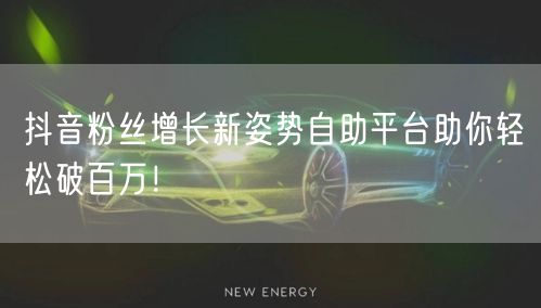 抖音粉丝增长新姿势自助平台助你轻松破百万！